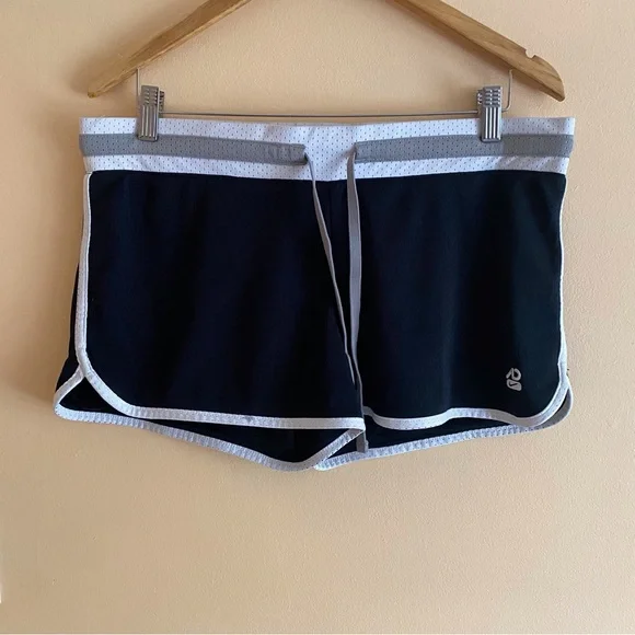 Y2K Nike Black Athletic Shorts White Trim Drawstring Running Gym Activewear - Picture 2 of 14